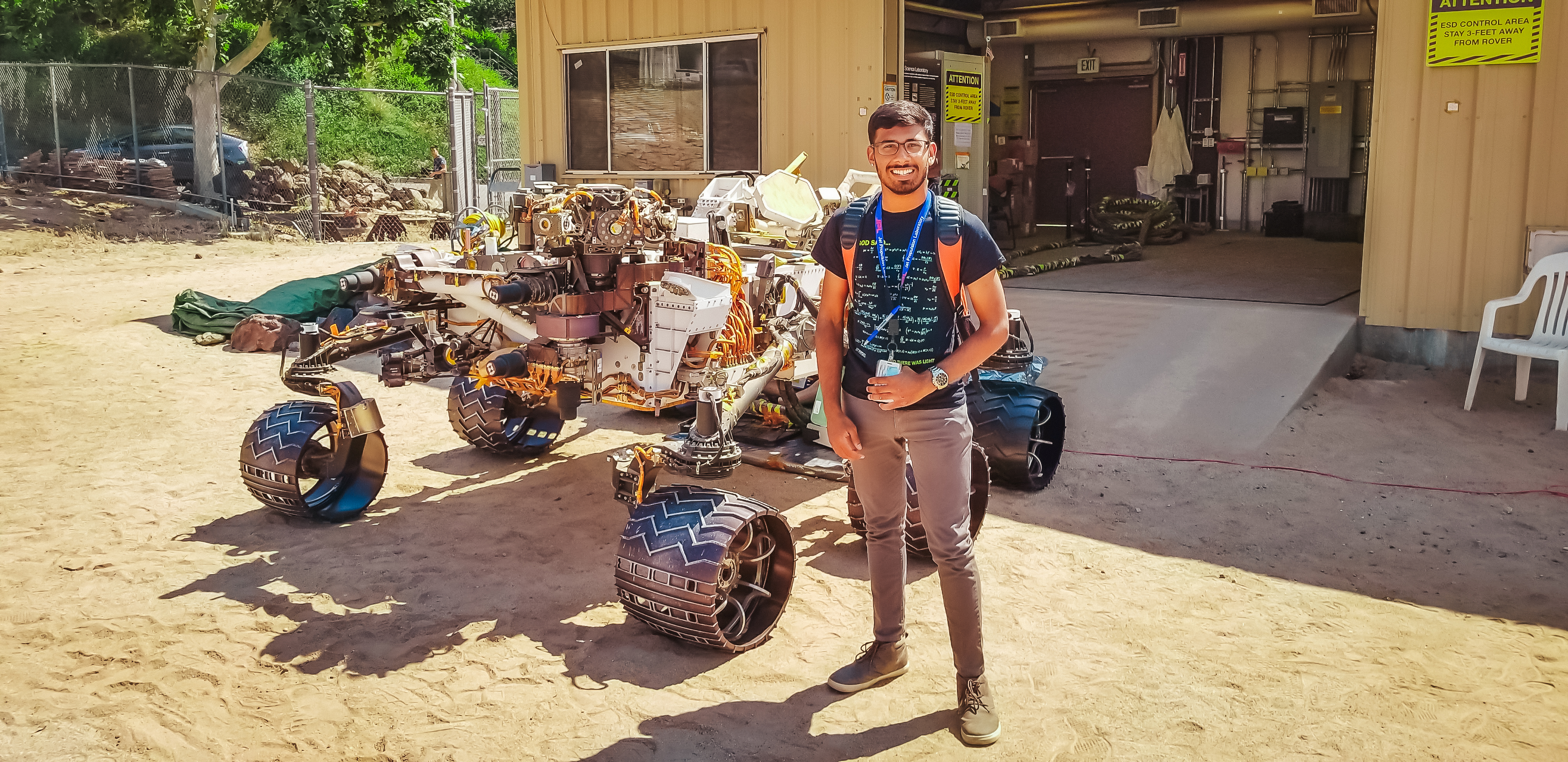 Anish at the Mars Rover Vehicle Systems Testbed at NASA JPL