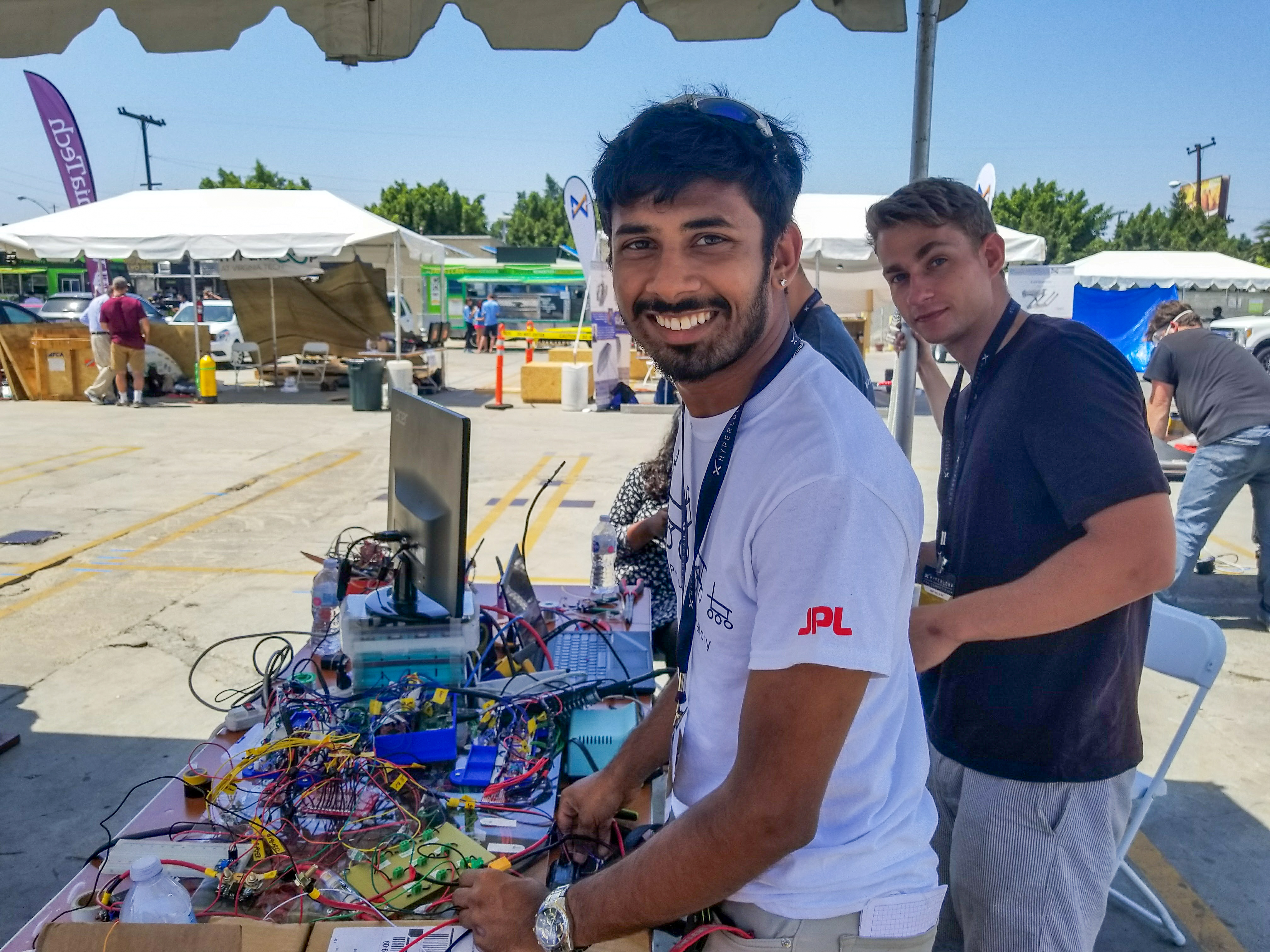 Last minute changes to the control electronics of our hyperloop pod at SpaceX Competirtion II